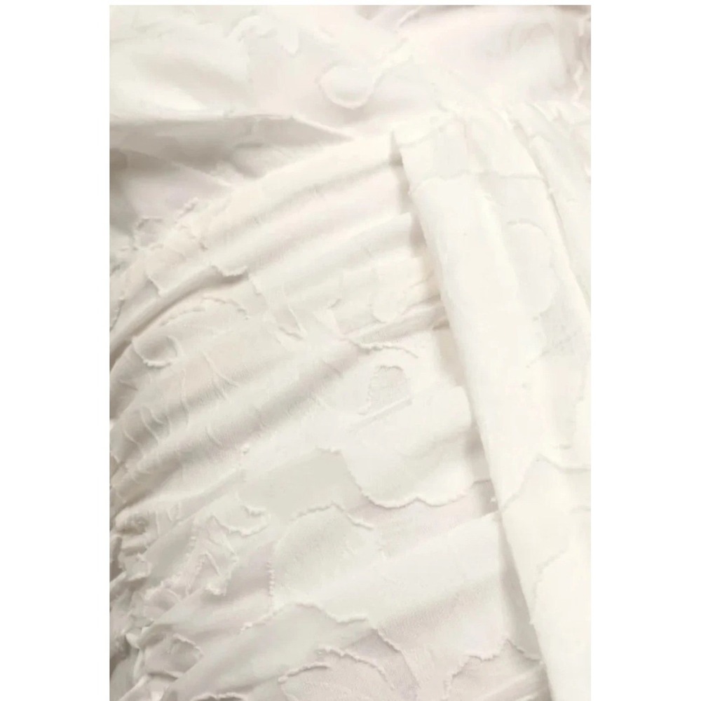 Lulus White Floral Burnout Ruched Mini Dress Formal Bridal Shower Bride Medium - Picture 5 of 16